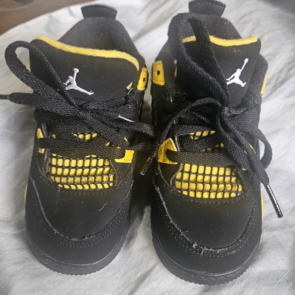 Jordan Black and Yellow Sneakers with Mesh Design